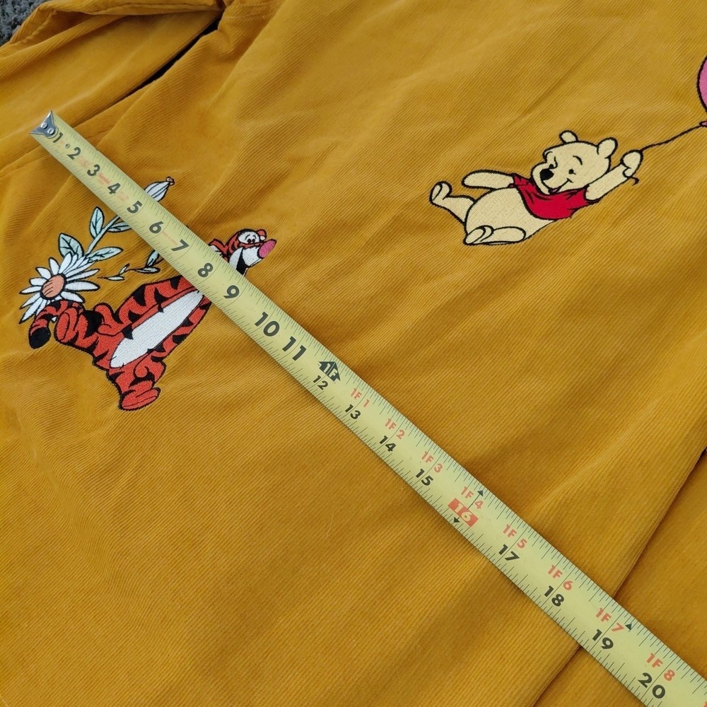 OUR Disney Winnie Pooh Corduroy Small Yellow Gold Button Up Raw Hem Embroidered - Picture 13 of 15